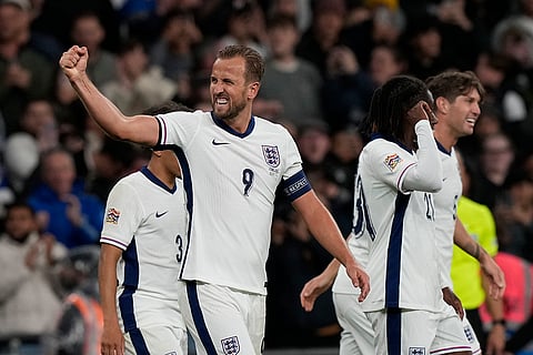 UEFA Nations League, England vs Finland: England's Harry Kane, left, celebrates after scoring his side's second goal 